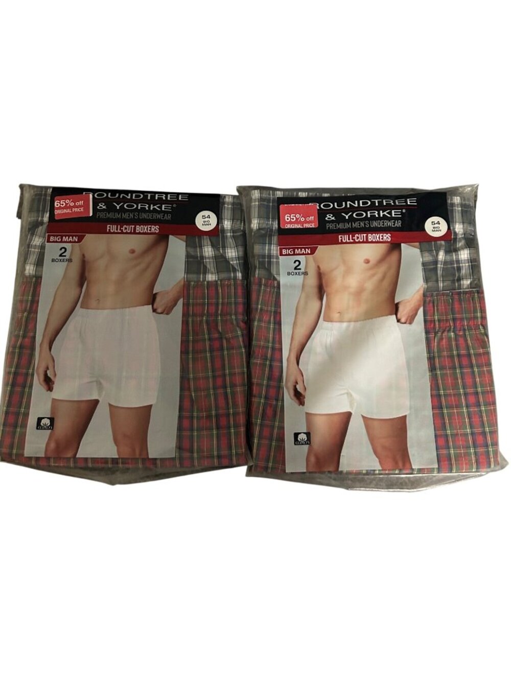 Roundtree & Yorke Big Man Full-Cut Boxers 54 100% Cotton plaid underwear
